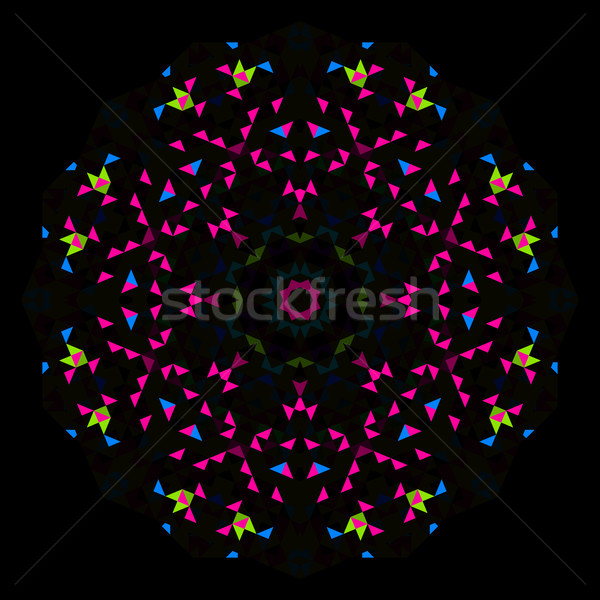 Abstract Geometric Bright Kaleidoscope Pattern. Circle Symmetric Design. Round Flower Ornament Stock photo © ESSL