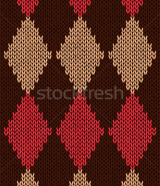 Stock photo: Style Seamless Red Brown Yellow Color Knitted Pattern