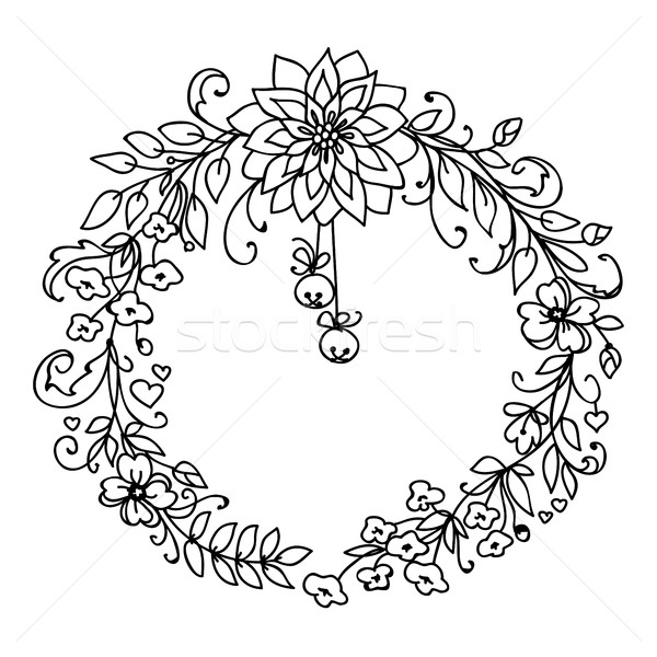 Merry Christmas and New Year wreath with little bells Stock photo © ESSL