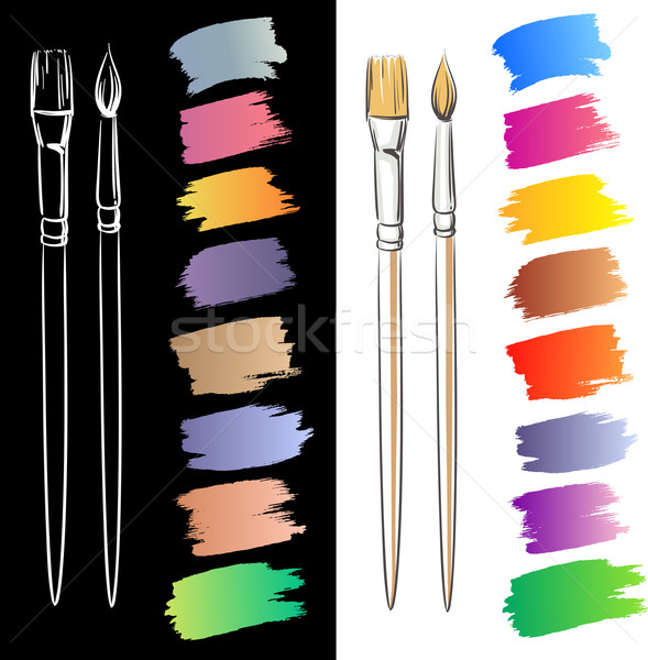 Brushes and grunge painted elements. Vector painted banners Stock photo © ESSL