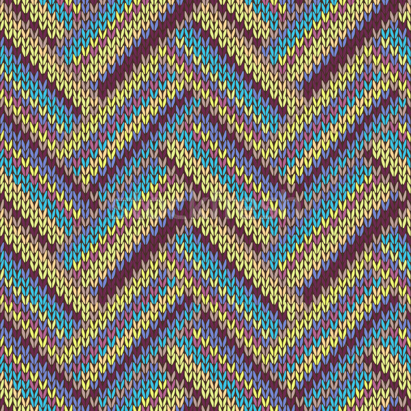 Knit Seamless Multicolor Pattern. Blue Yellow Pink Color Vector  Stock photo © ESSL