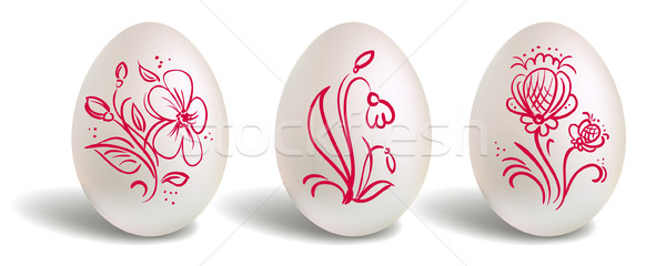 Húsvéti tojás piros virágmintás elemek húsvét levél Stock fotó © ESSL