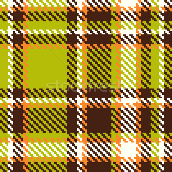 Stock photo: Seamless checkered green orange brown vector pattern 