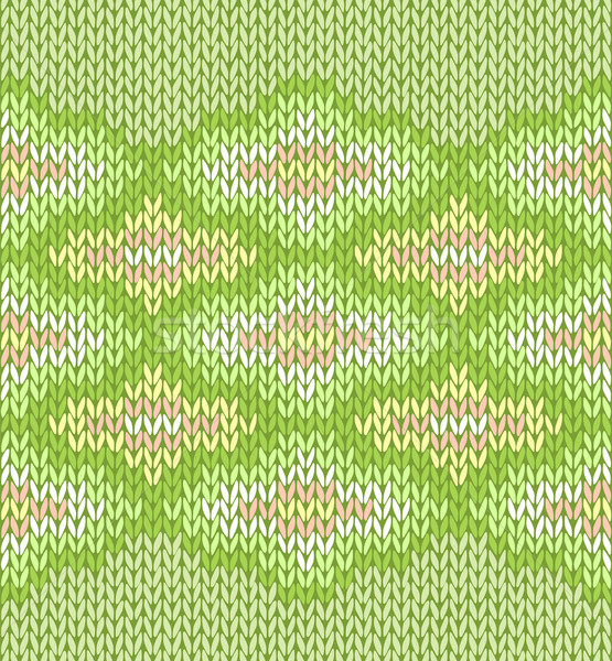Stock photo: Style seamless green color knitted pattern