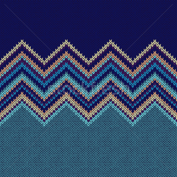 Seamless Ethnic Geometric Knitted Pattern. Style Blue Yellow Gre Stock photo © ESSL