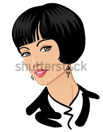 Stockfoto: Schoonheid · vrouw · gezicht · rode · lippen · vector · portret · mooie · vrouw