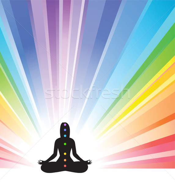 Sieben Hintergrund Zeichen Yoga schwarz Silhouette Stock foto © ESSL