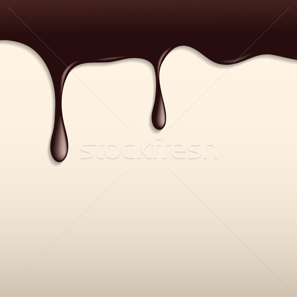 Stock photo: Melted Dark Chocolate Dripping on Light Background 