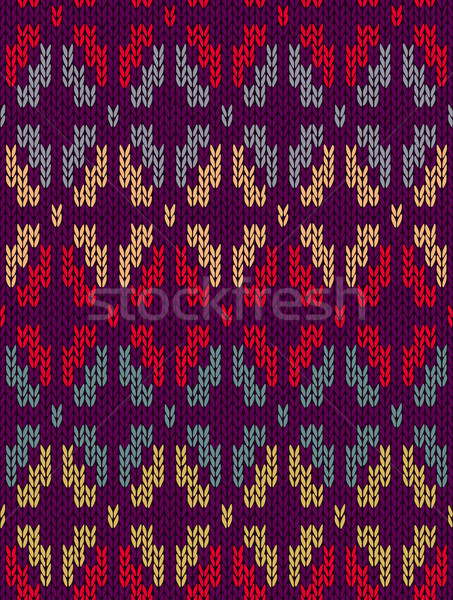 Estilo sem costura tricotado padrão vermelho cinza Foto stock © ESSL