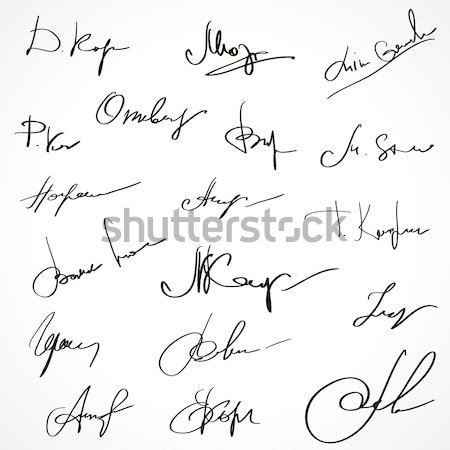 Set of various fictional signatures and ticks Stock photo © ESSL