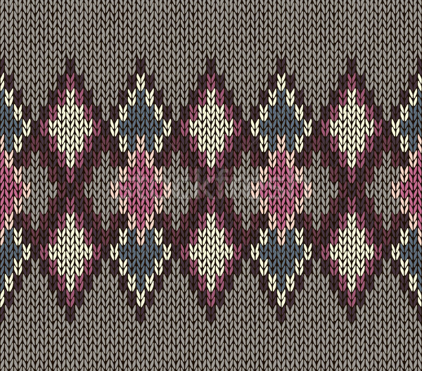 Seamless Knitted Pattern. Vinous White Brown Color. Fashionable youth modern style. Stock photo © ESSL