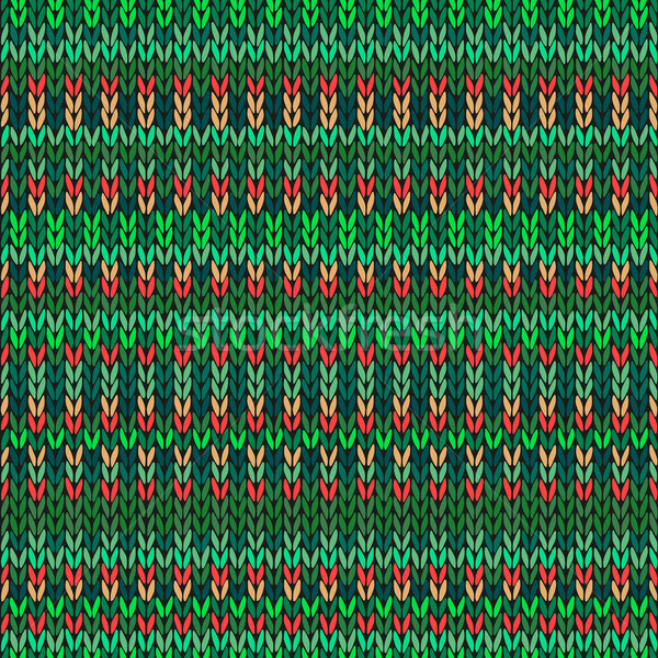 Vector Needlework Background, Red Orange Green Ornamental Knitte Stock photo © ESSL