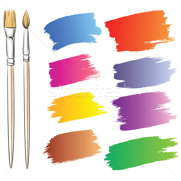 Brushes and grunge painted elements. Vector painted banners Stock photo © ESSL