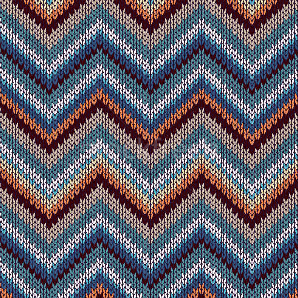 Style Seamless Knitted Pattern. Blue Brown White Orange Color Il Stock photo © ESSL