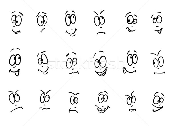 Emoţie vector set desen animat expresii faciale zâmbet Imagine de stoc © ESSL