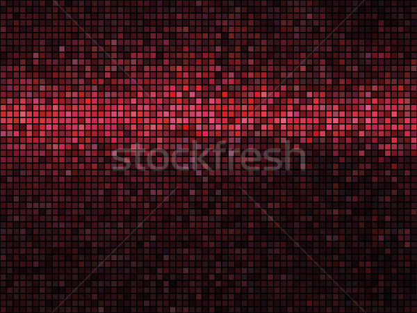 Stock photo: Abstract mosaic background. Square pixel mosaic. Lights red disc