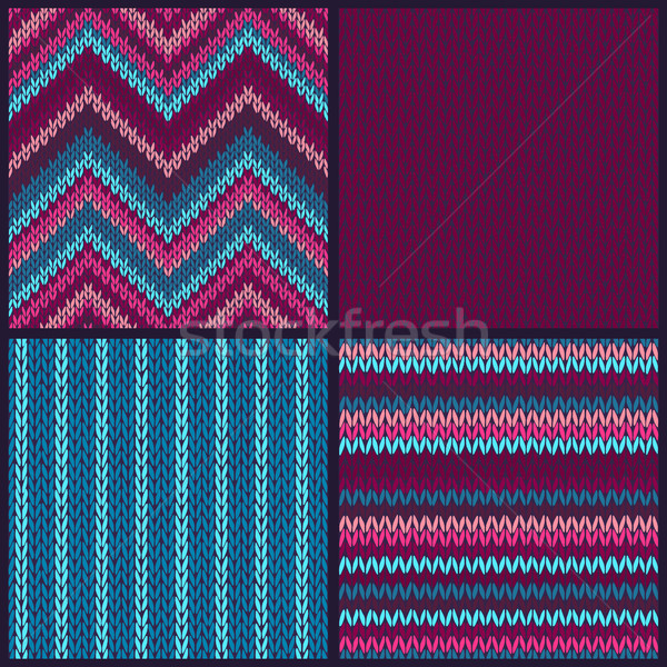 Sem costura tricotado padrão conjunto cor fundos Foto stock © ESSL