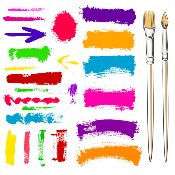 Brushes and grunge painted elements. Vector painted banners Stock photo © ESSL