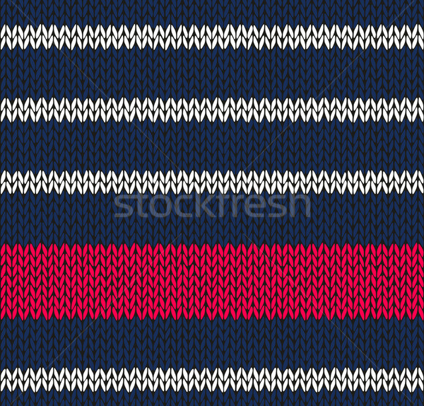 Style Seamless Marine Blue White Red Color Knitted Vector Patter Stock photo © ESSL