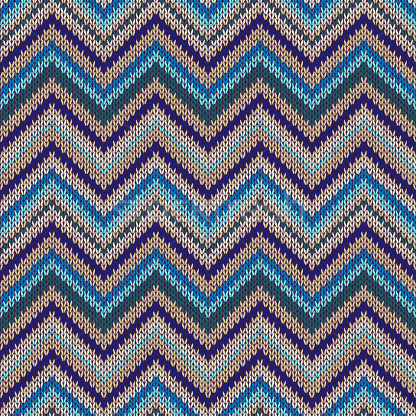 Seamless geometric ethnic spokes knitted pattern. Blue white orange beige color knitwear sample Stock photo © ESSL