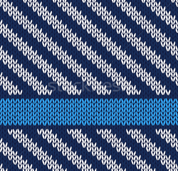 Style Seamless Marine Blue White Color Knitted Vector Pattern Stock photo © ESSL
