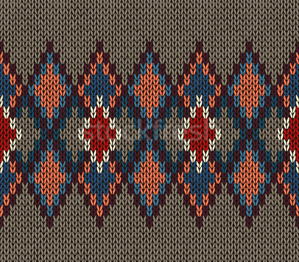 Seamless Knitted Pattern. Red Blue White Brown Color. Fashionable youth modern style Stock photo © ESSL