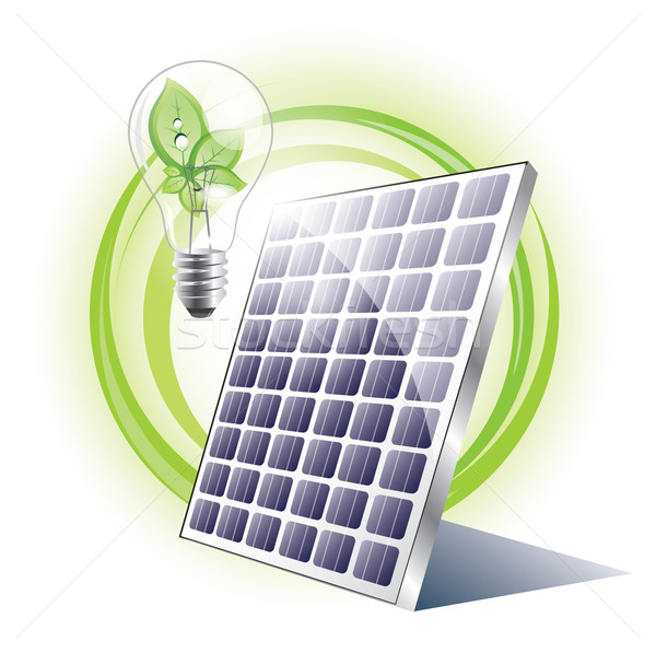 Solar panel with eco lightbulb Stock photo © evetodew