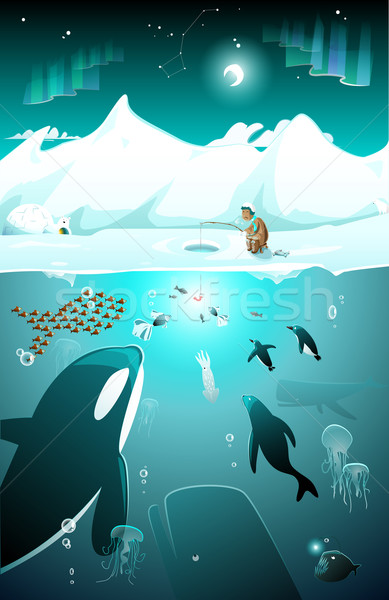 Arctique subaquatique marines vie homme poissons [[stock_photo]] © evetodew