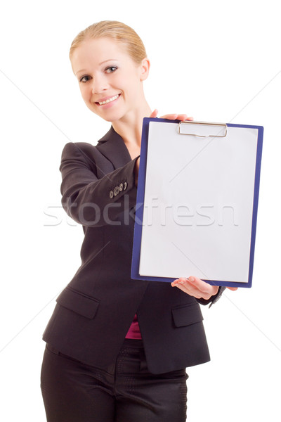 business woman with a represent folder Stock photo © evgenyatamanenko