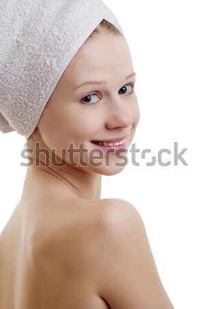 Bella ragazza asciugamano bianco ritratto ragazza donna Foto d'archivio © evgenyatamanenko
