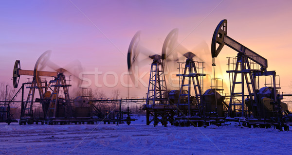 Olaj naplemente égbolt panoráma ipar energia Stock fotó © EvgenyBashta