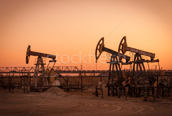 Oil pumps on a oil field. Stock photo © EvgenyBashta