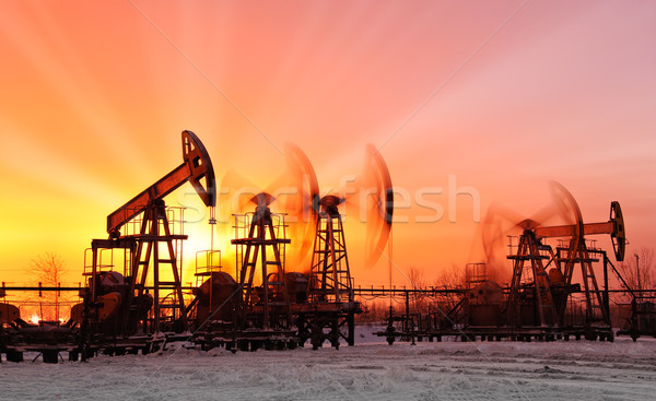 Olaj naplemente égbolt ipar energia sziluett Stock fotó © EvgenyBashta