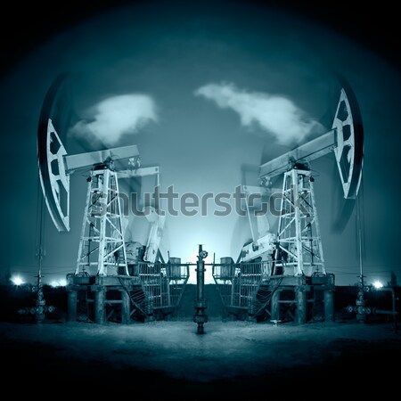 Stock fotó: Fúrótorony · éjszaka · olaj · olajfúró · torony · tevékenység · benzin