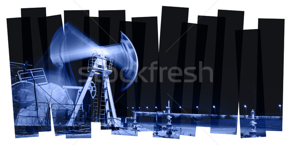 Pump jack and wellhead. Toned collage. Stock photo © EvgenyBashta