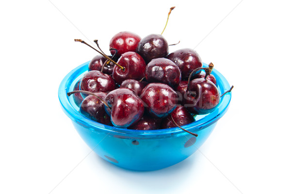 Fresh cherries in bowl isolated on white Stock photo © EwaStudio