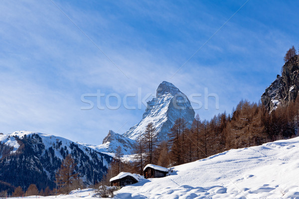 Matterhorn mountain of zermatt switzerland. Winter in swiss alps Stock photo © EwaStudio