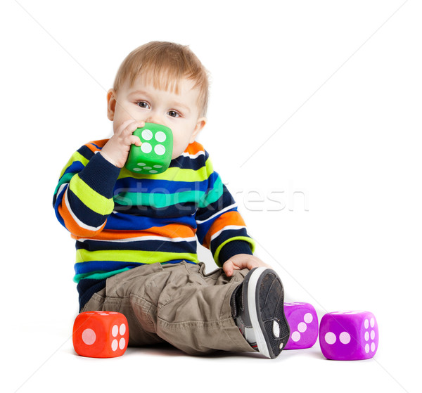 Stock foto: Baby · spielen · Spielzeug · weiß · funny · wenig