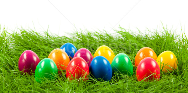 Stock fotó: Húsvéti · tojások · friss · zöld · fű · húsvét · tavasz · fű