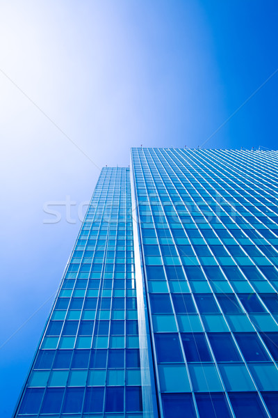 Bürogebäude modernen Glas Silhouetten Wolkenkratzer Himmel Stock foto © EwaStudio