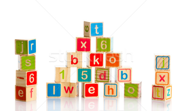 wooden toy cubes with letters. Wooden alphabet blocks. Stock photo © EwaStudio