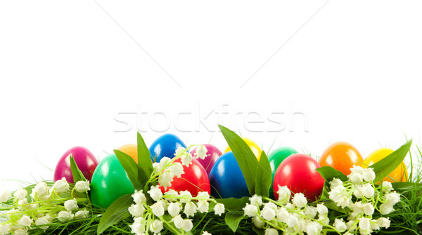 Húsvéti tojások friss zöld fű húsvét tavasz fű Stock fotó © EwaStudio