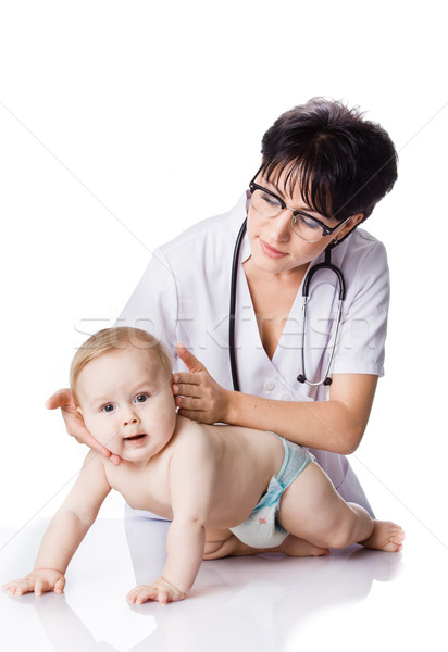 Foto stock: Belo · médico · bebê · branco · criança · medicina