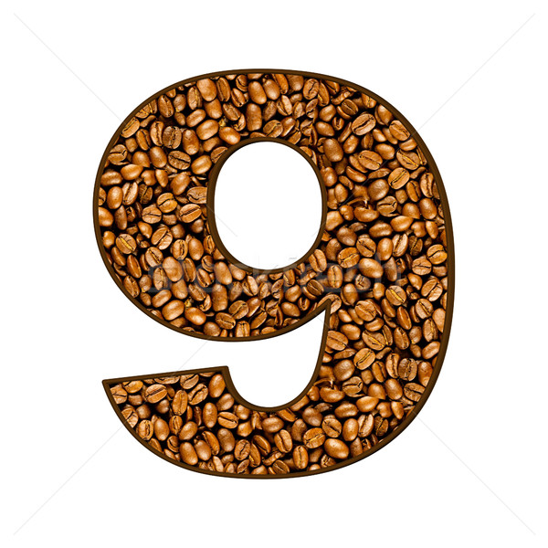 Stock photo: number from coffee beans on white.  9