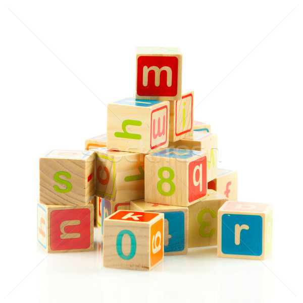 Juguete de madera cubos cartas alfabeto bloques Foto stock © EwaStudio