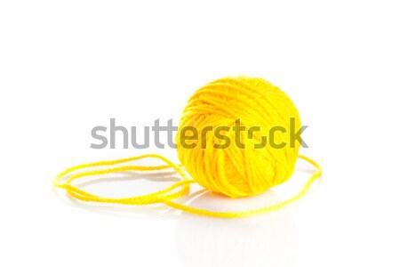 Gelb Wolle Garn Ball isoliert weiß Stock foto © EwaStudio