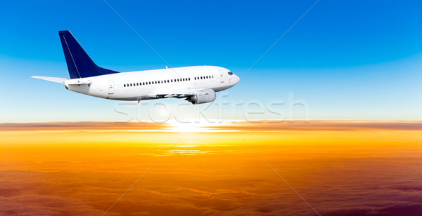 самолет небе закат плоскости синий Восход Сток-фото © EwaStudio