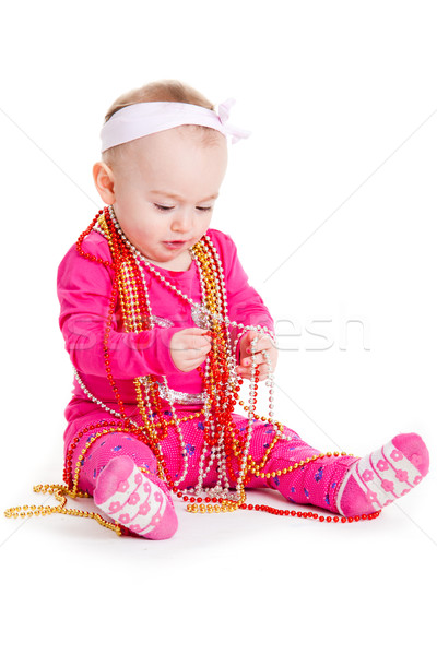 Stockfoto: Spelen · kralen · mooie · gelukkig · baby