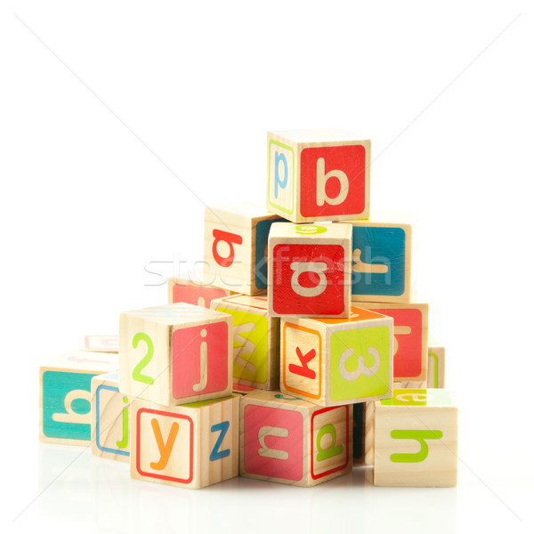 wooden toy cubes with letters. Wooden alphabet blocks.  Stock photo © EwaStudio