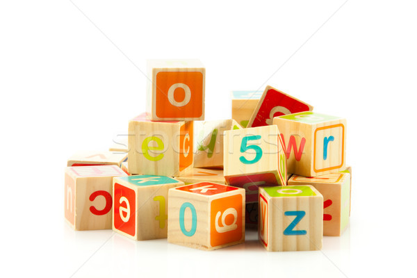 Holzspielzeug Würfel Briefe Holz Alphabet Blöcke Stock foto © EwaStudio